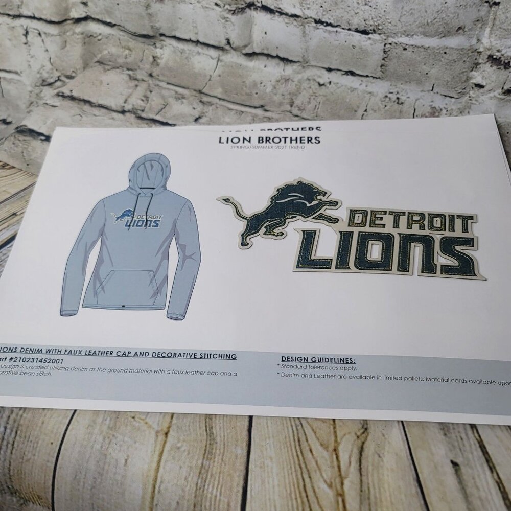 Lions Denim w Faux Leather Cap w Decorative Stitching Patch Lion Brothers 9 x 4"